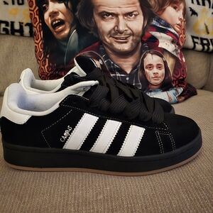 Adidas x KoЯn Campus 00s sneakers in a black, white, and gum colorway.